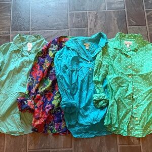 4 J Crew L/S Button Down Shirts Green, Floral, Blue, Polka Dot Size 0 preloved